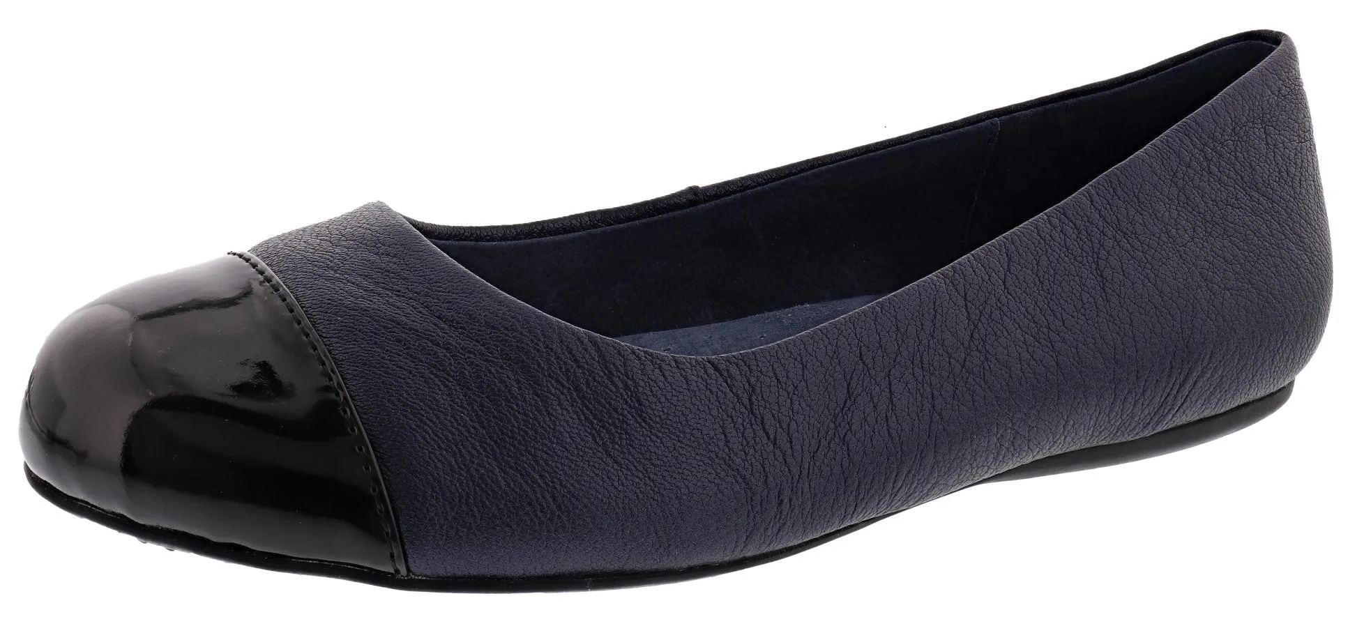 Softwalk Women's Napa Narrow Width Slip On Ballerina Flats Port Path Suede Like Texture