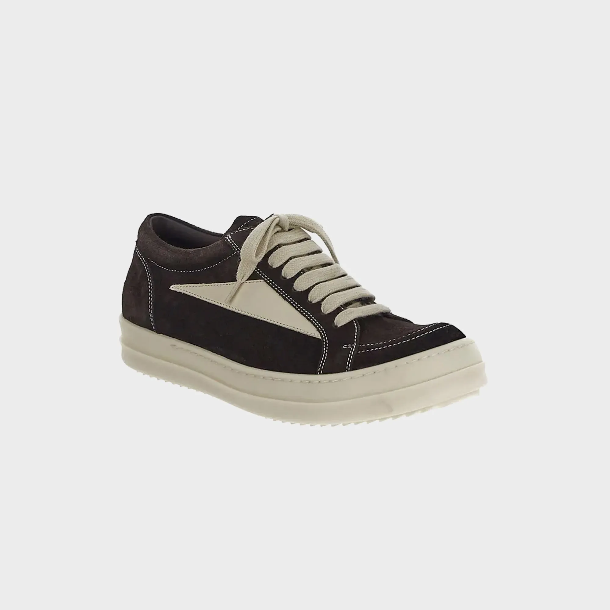Rick Owens WMNS Vintage Sneakers Scarpe - Pelle Mahogany / Milk Minimalist Design Minimal Build