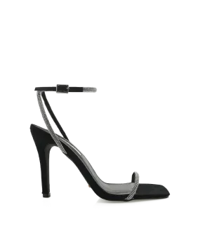 STARLETTE - DIAMANTE-BLACK SUEDE Point Cut Trendy Boots