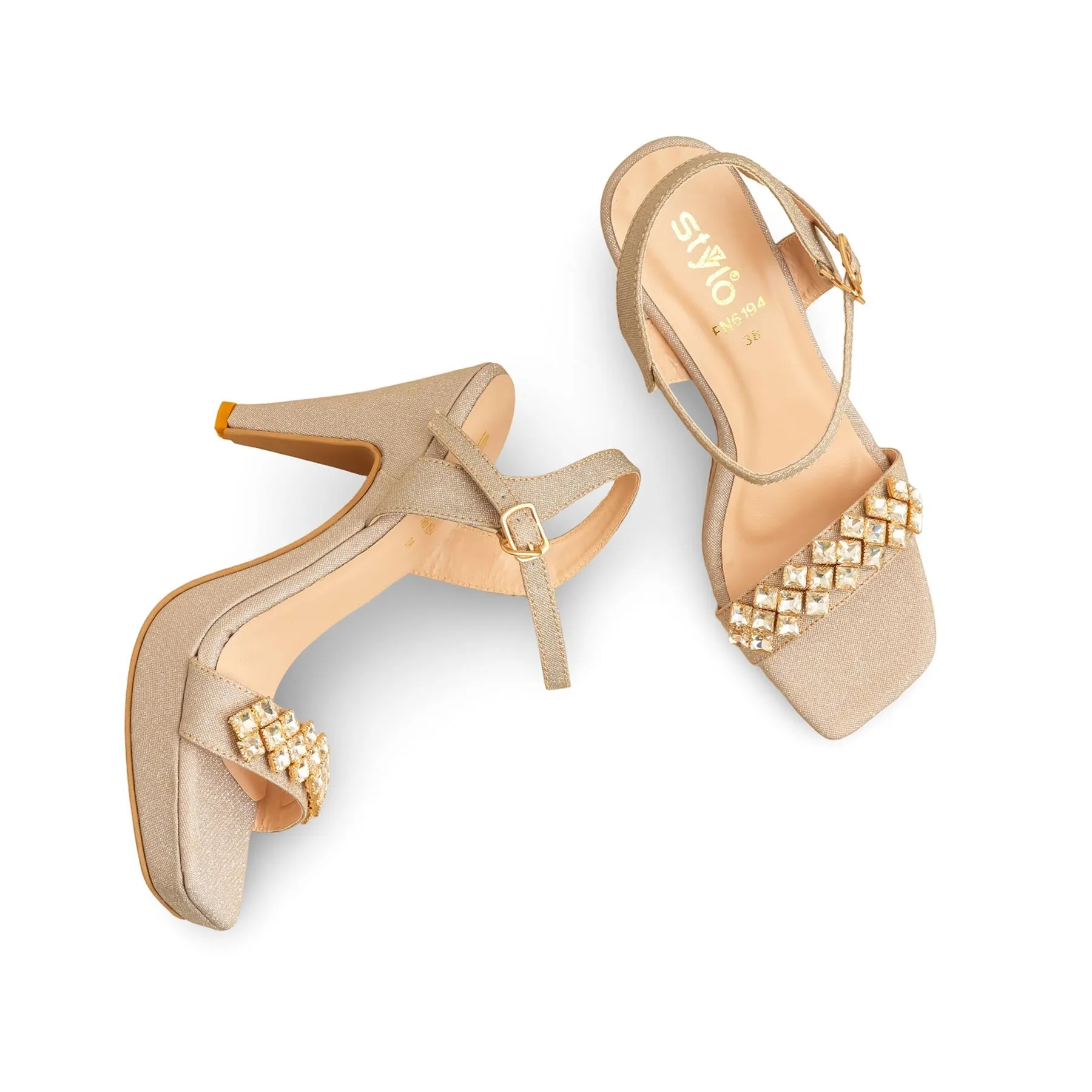 Iconic Appeal Elegant Look Golden Fancy Bridal Sandal FN6194