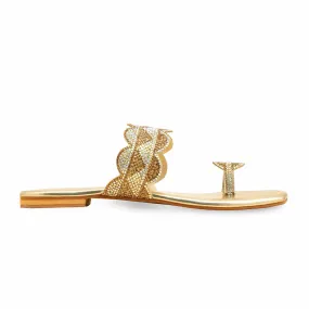 Comfortable Golden Fancy Chappal FN0817
