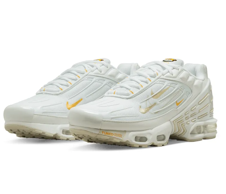 Men's Nike Air Max Plus TN III (White/Gold) Dual Density Ultra-soft feel