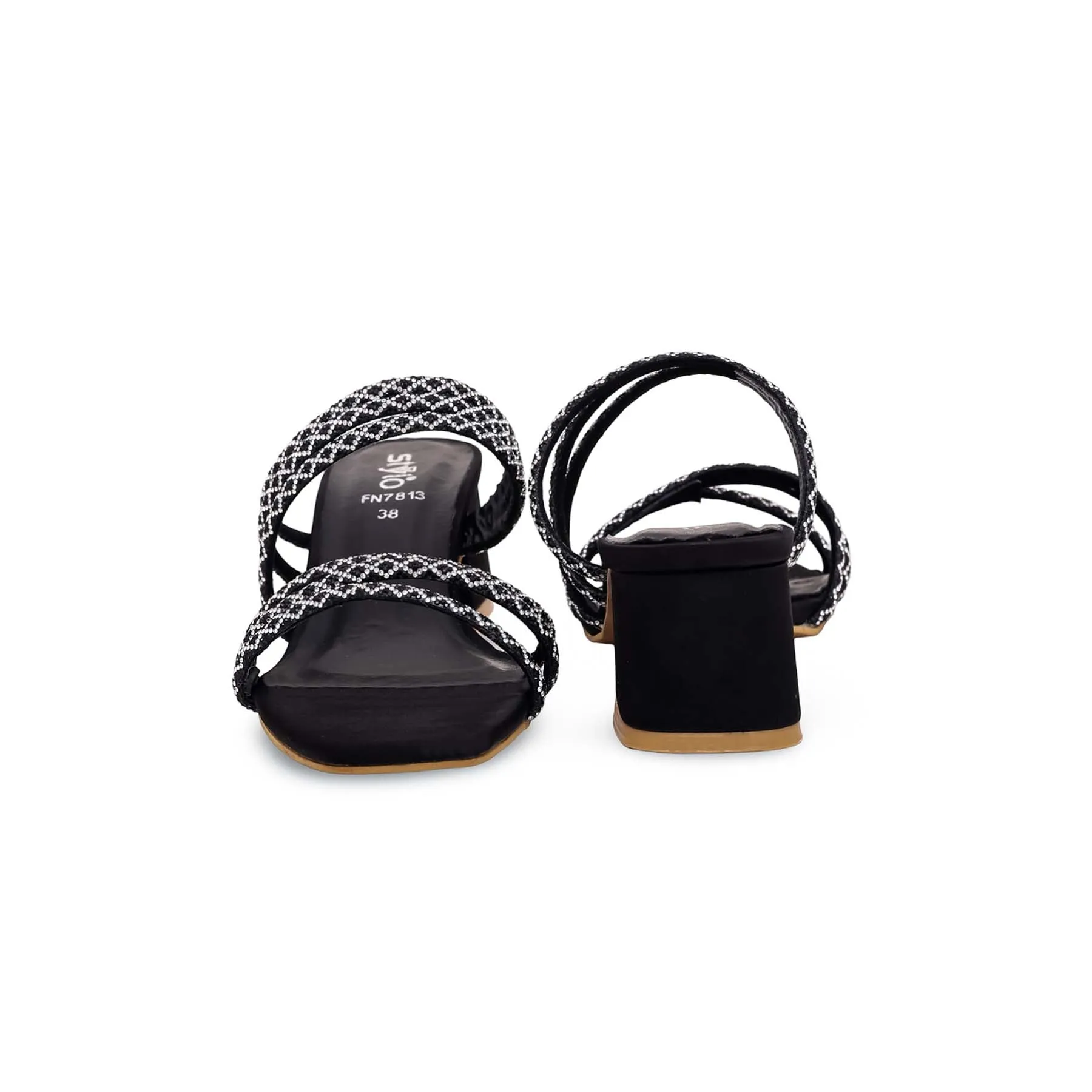 Black Fancy Slipper FN7813 Designer Style Stand Out Style