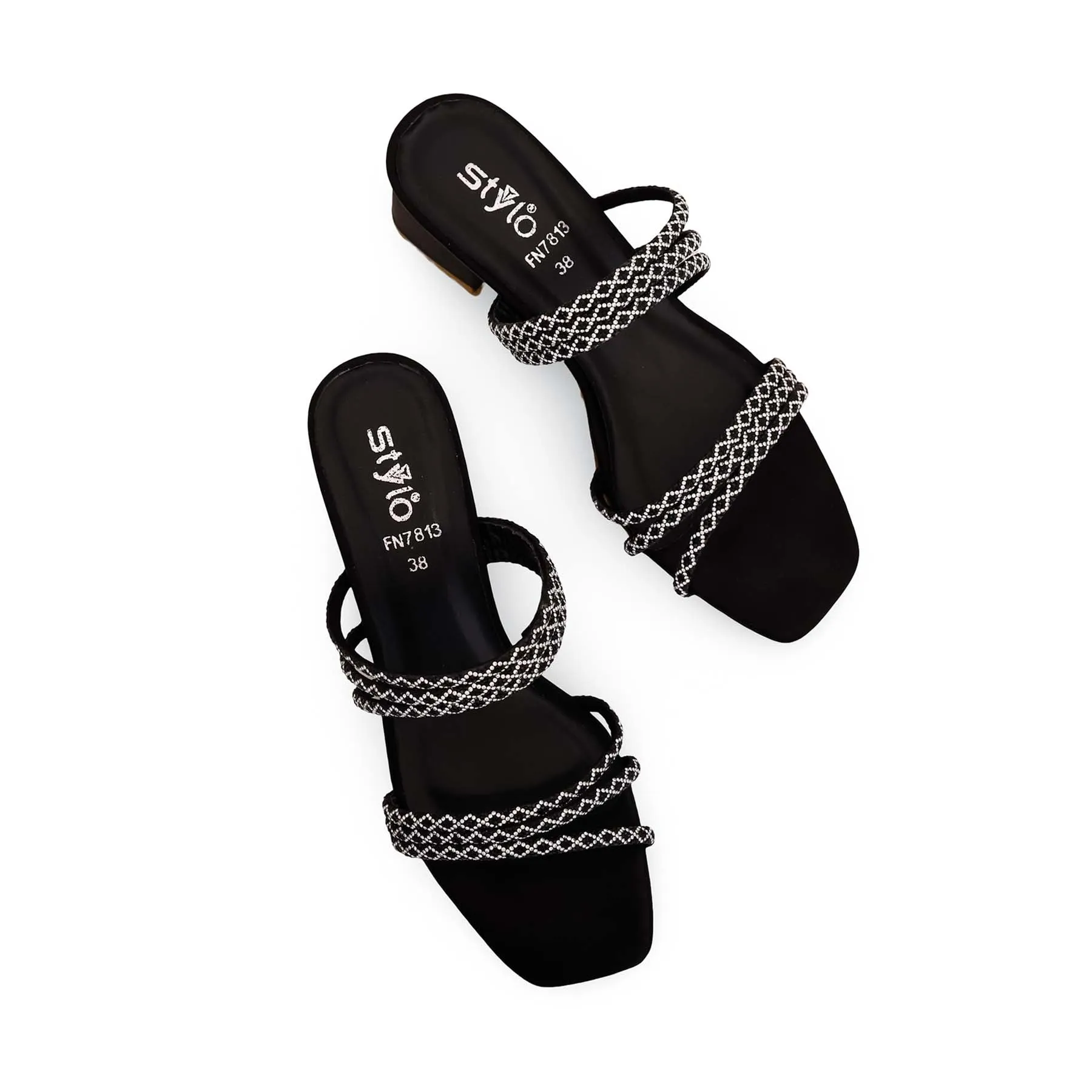 Black Fancy Slipper FN7813 Power Heel Street Glam