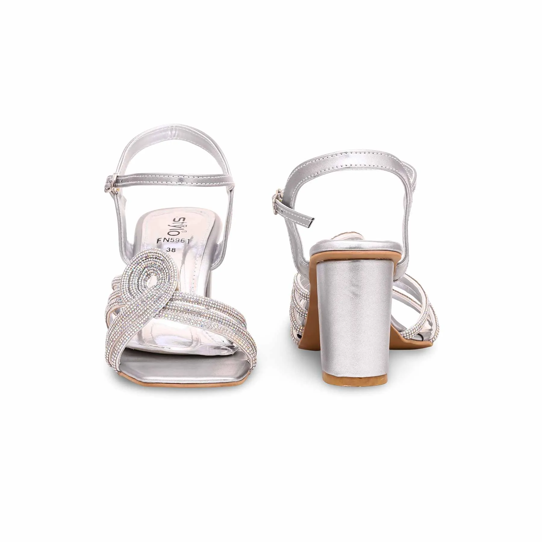 Silver Fancy Sandal FN5961 Hot Pick Date night