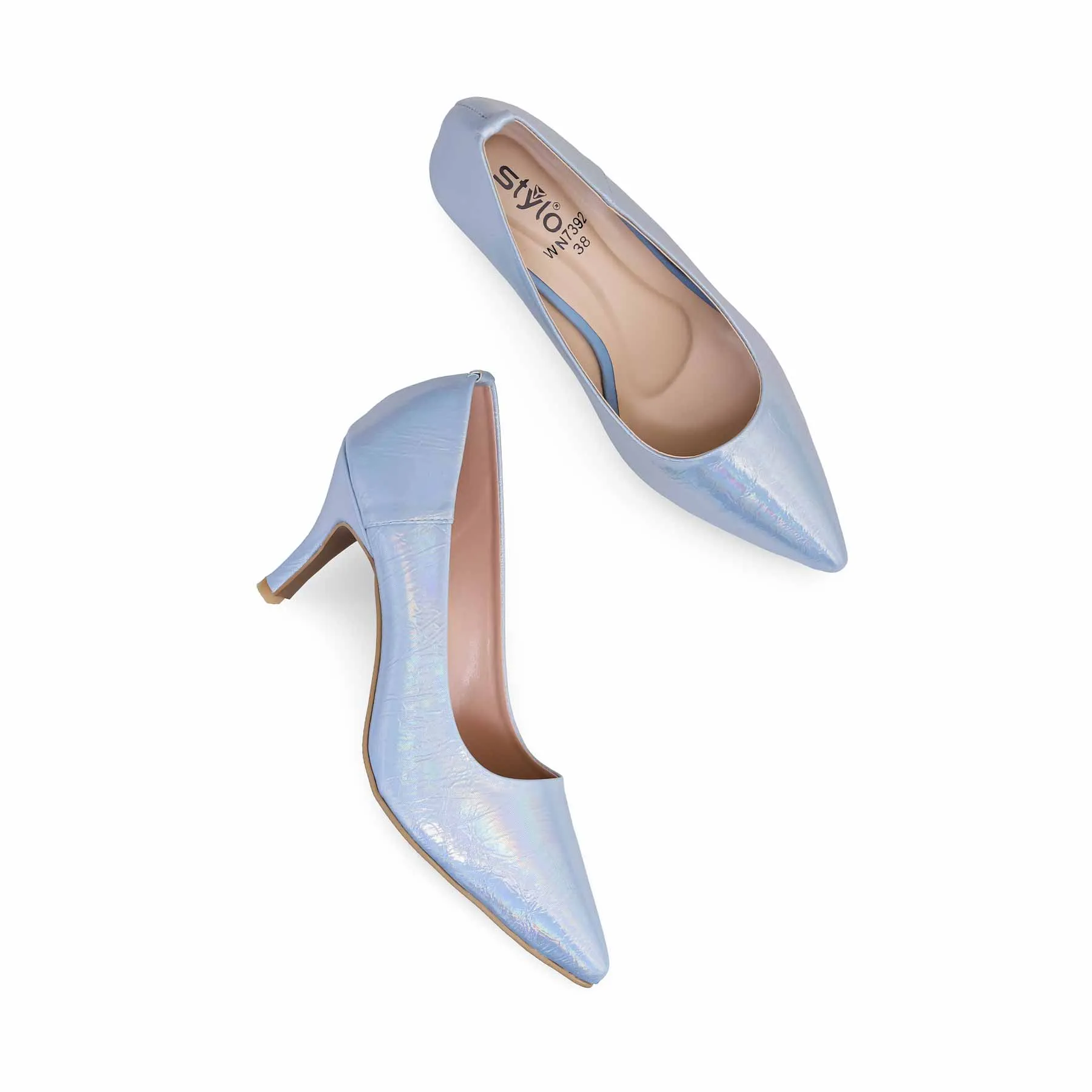 Sea Glow Sky Blue Court Shoes for Women WN7392