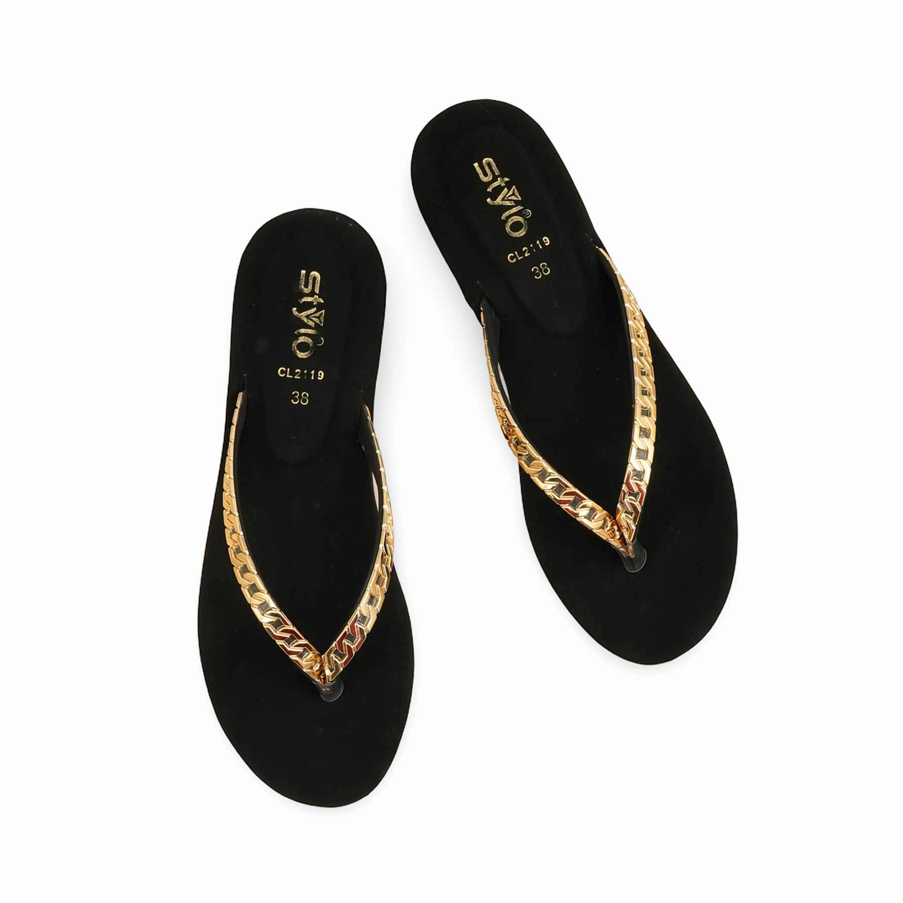 Black Casual Chappal For Women CL2119 Step Free Durable Flats