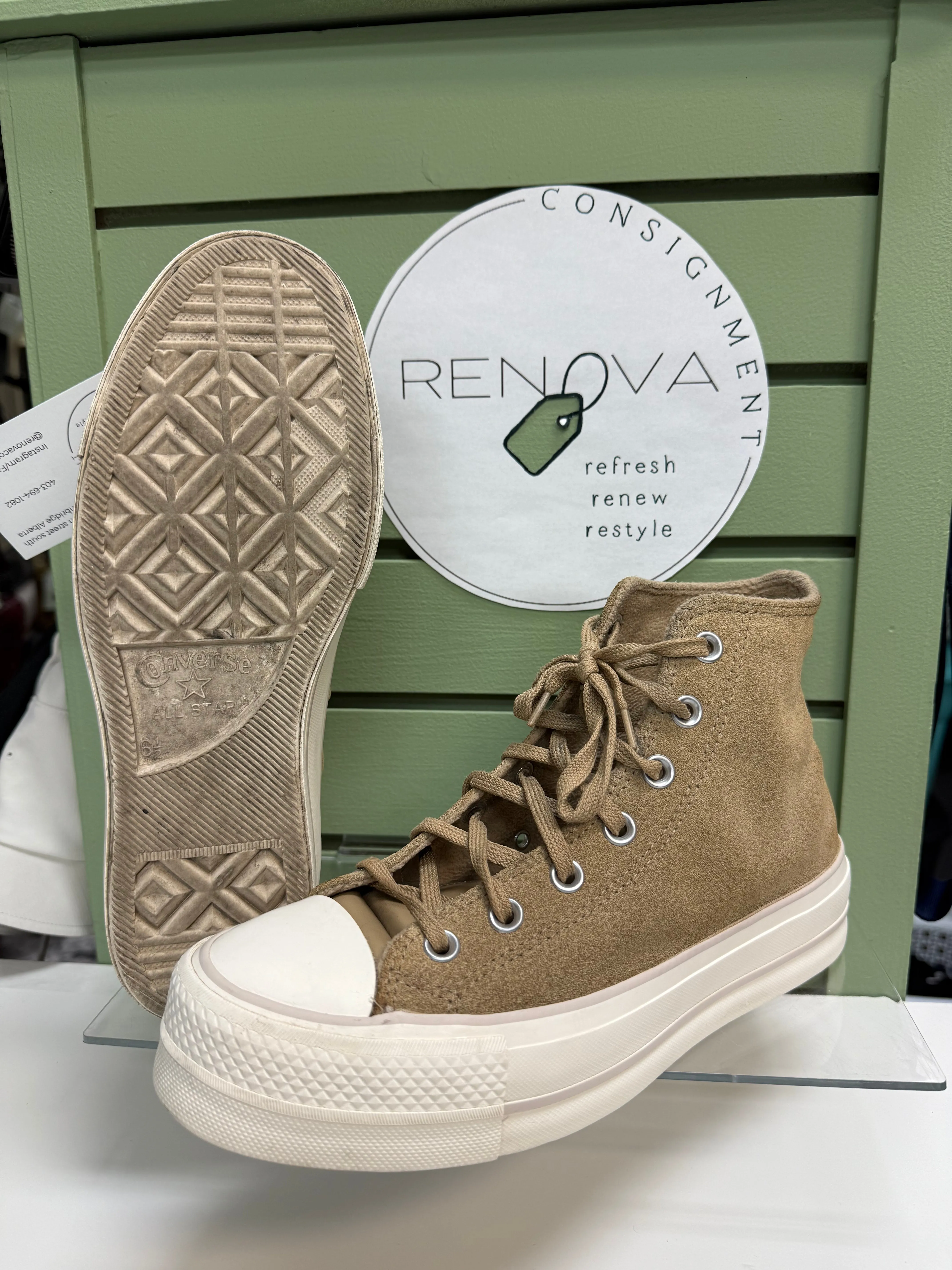 Converse All Star High Top Platform Sneakers (Womens 8.5) Sculpted comfort Low Effort