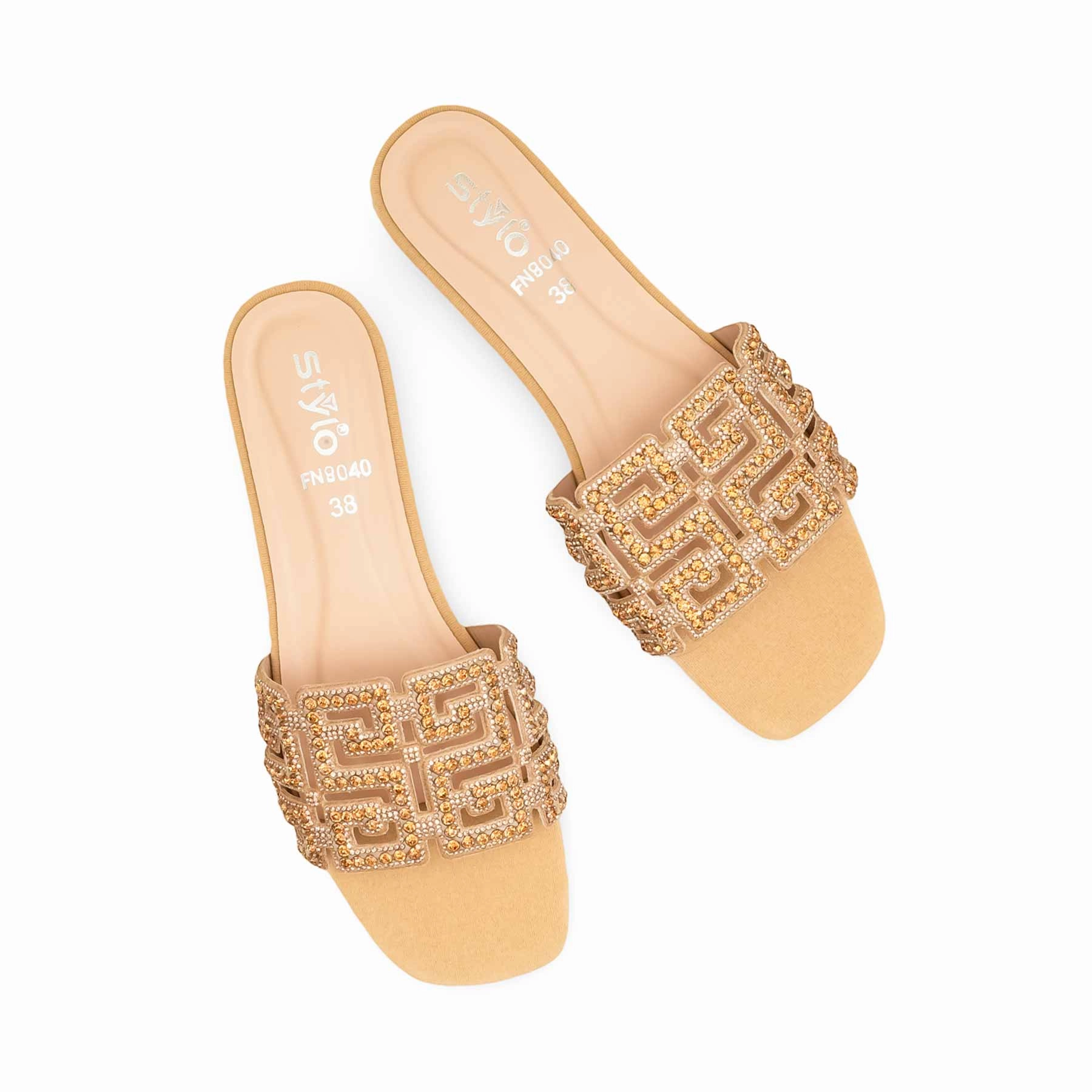 Golden Fancy Slipper For Ladies FN8040 Chic Walking Shoes