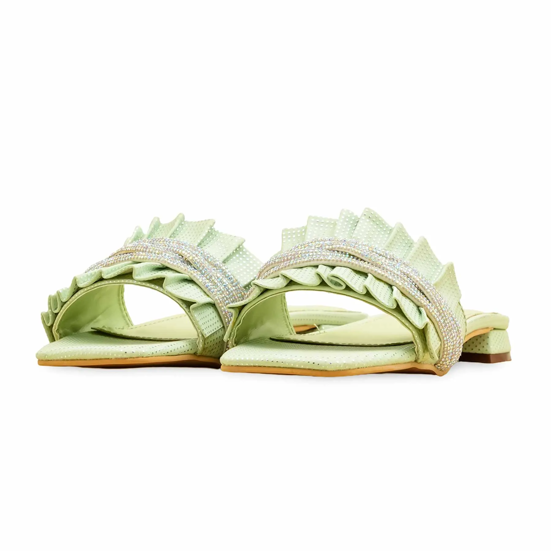 Dressy Wear Special Touch Green Formal Slipper For Women FRS010