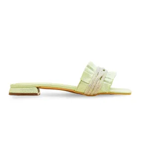 Black Tie Travel Light Green Formal Slipper For Women FRS010