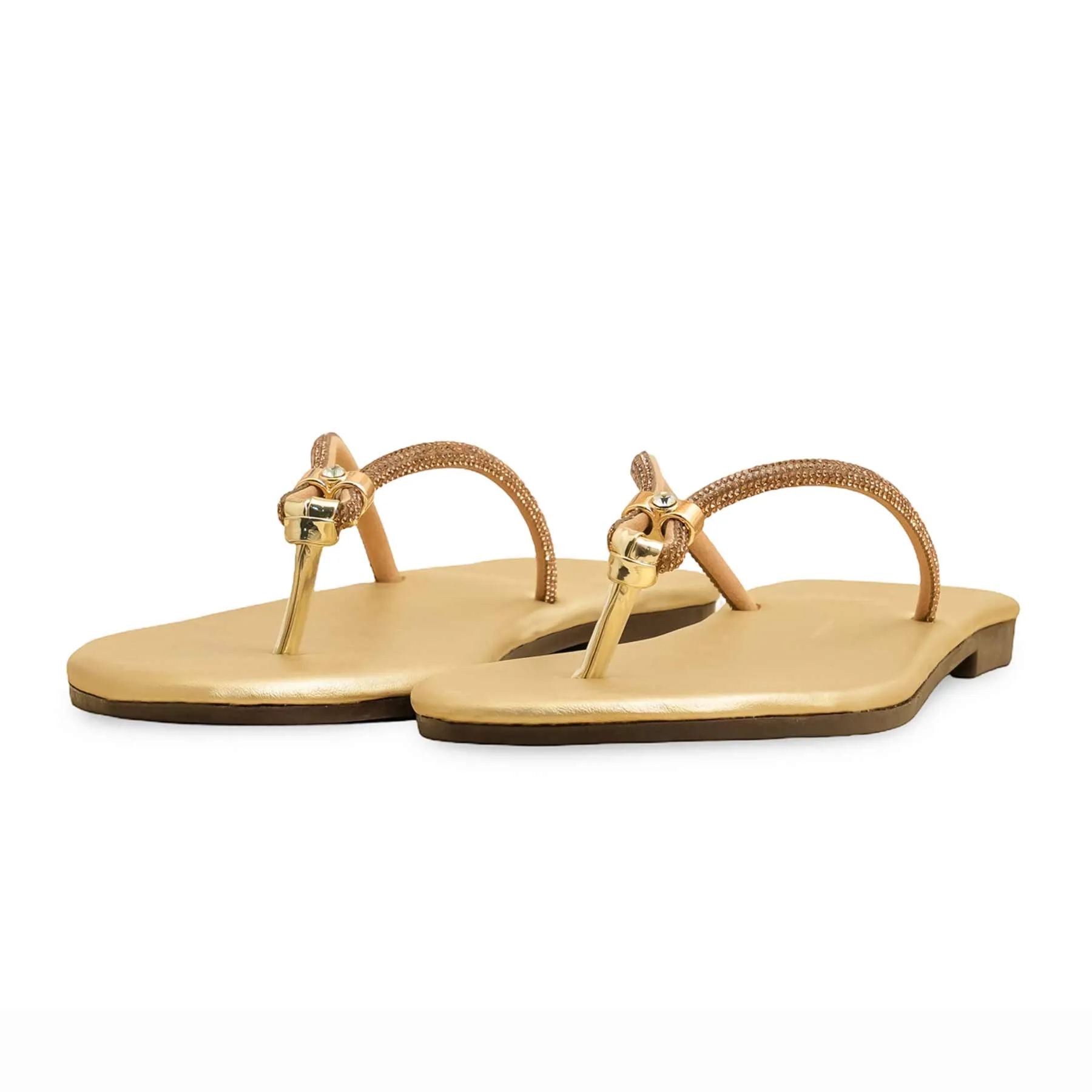 Leather Soft Golden Casual Women Chappal CL2111