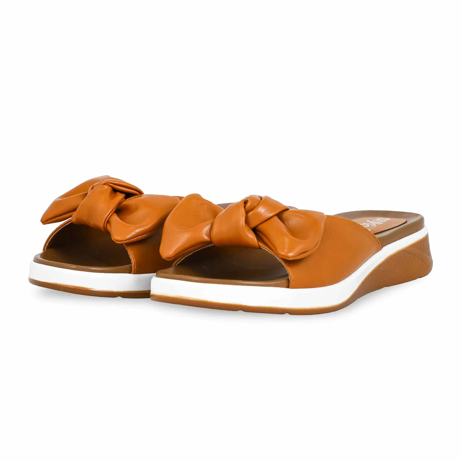 Tan Formal Slipper PU0493 Hot Pick Tall Frame