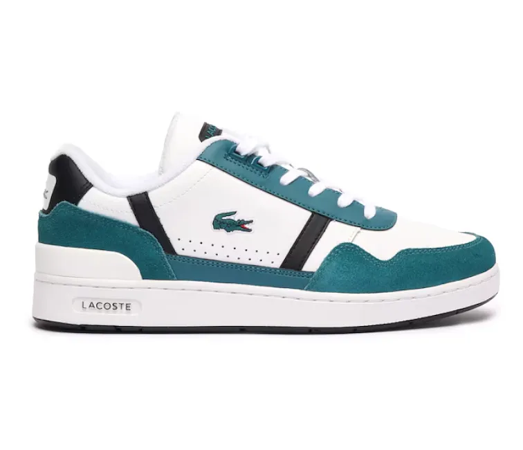 Men's Lacoste T-Clip 124 7 SMA (White/Dark Green) Ergonomic Sole Smart Ease