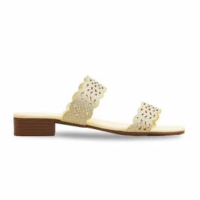 Beige Formal Slipper For Ladies FRS009 Open Toe Sandals Resort Glam