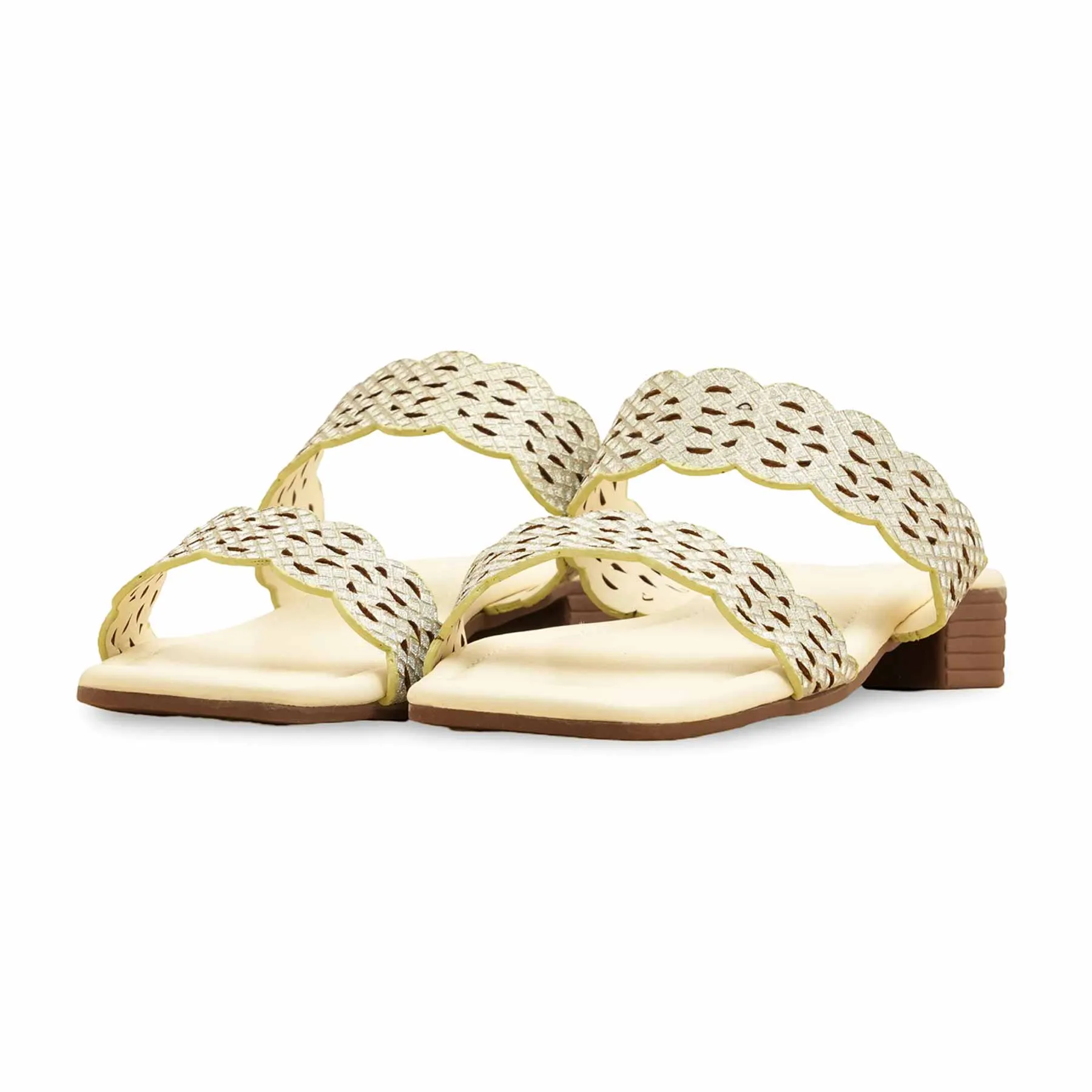 Sleek Shape Beige Formal Slipper For Ladies FRS009
