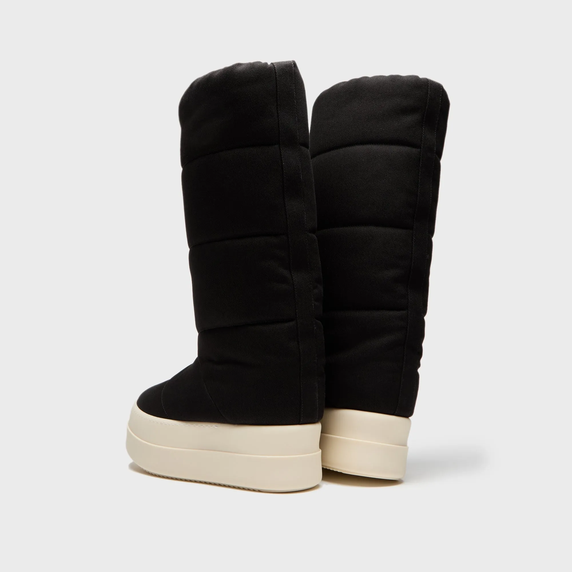 Extended Heel Counter Double Stitched Rick Owens WMNS DRKSHDW Mega Bumper Knee High Lunar Boots - Black / Milk