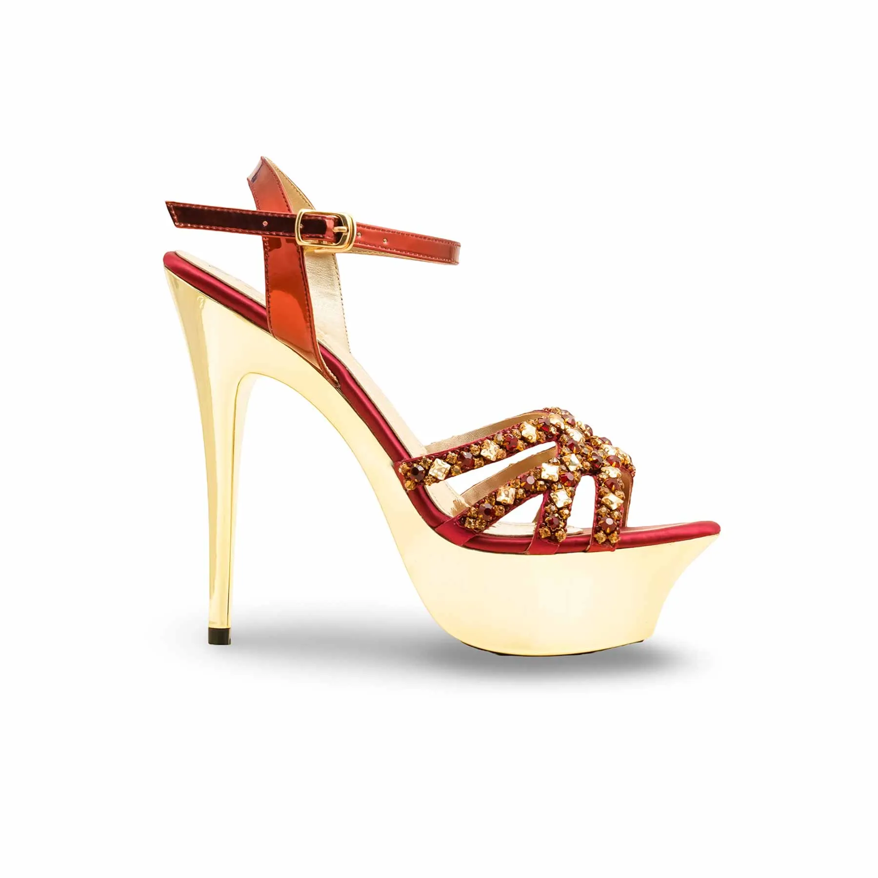 Open Toe Shoes Maroon Fancy Bridal Sandal FN6153