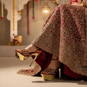 Stunning Style Height Boost Maroon Fancy Bridal Sandal FN6153