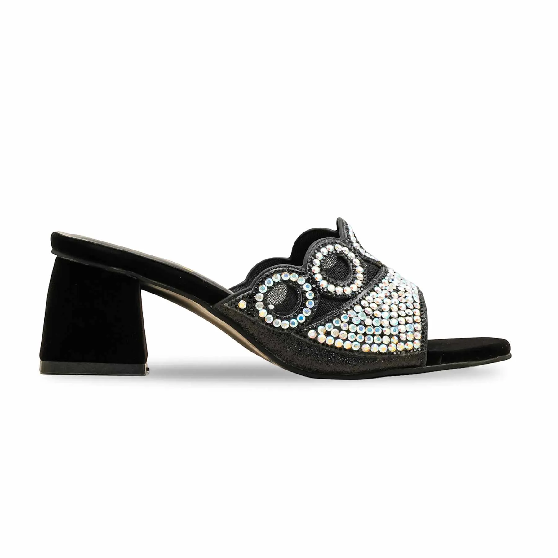 Trendy Black Fancy Slipper For Ladies FN7993