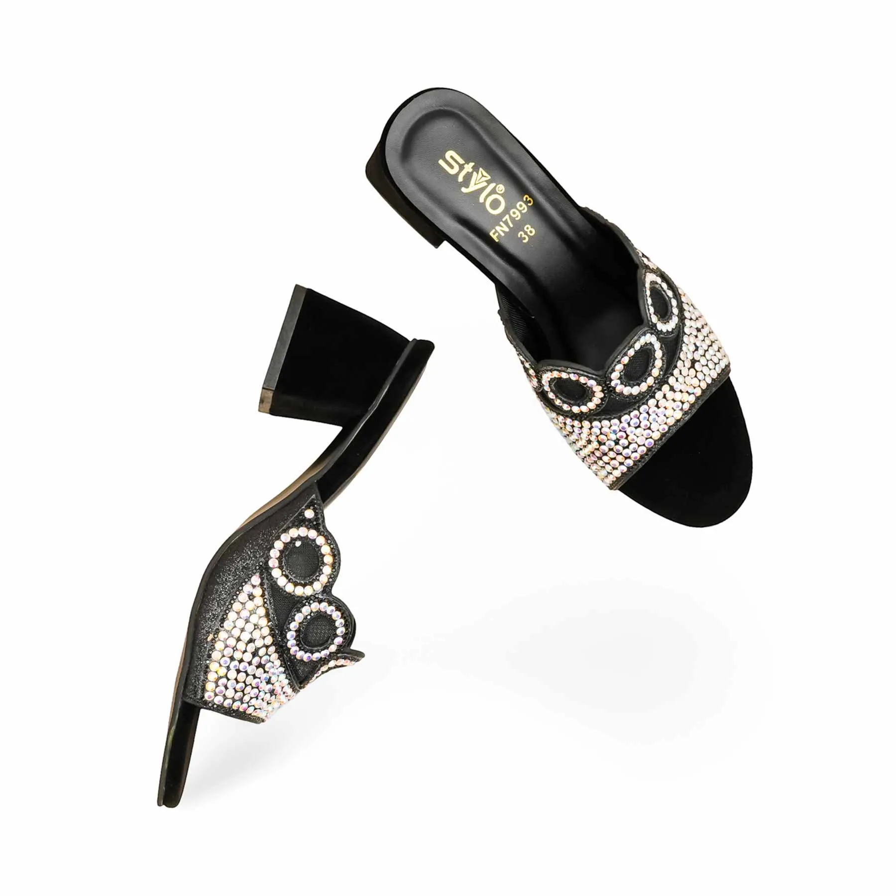 Club Ready Black Fancy Slipper For Ladies FN7993