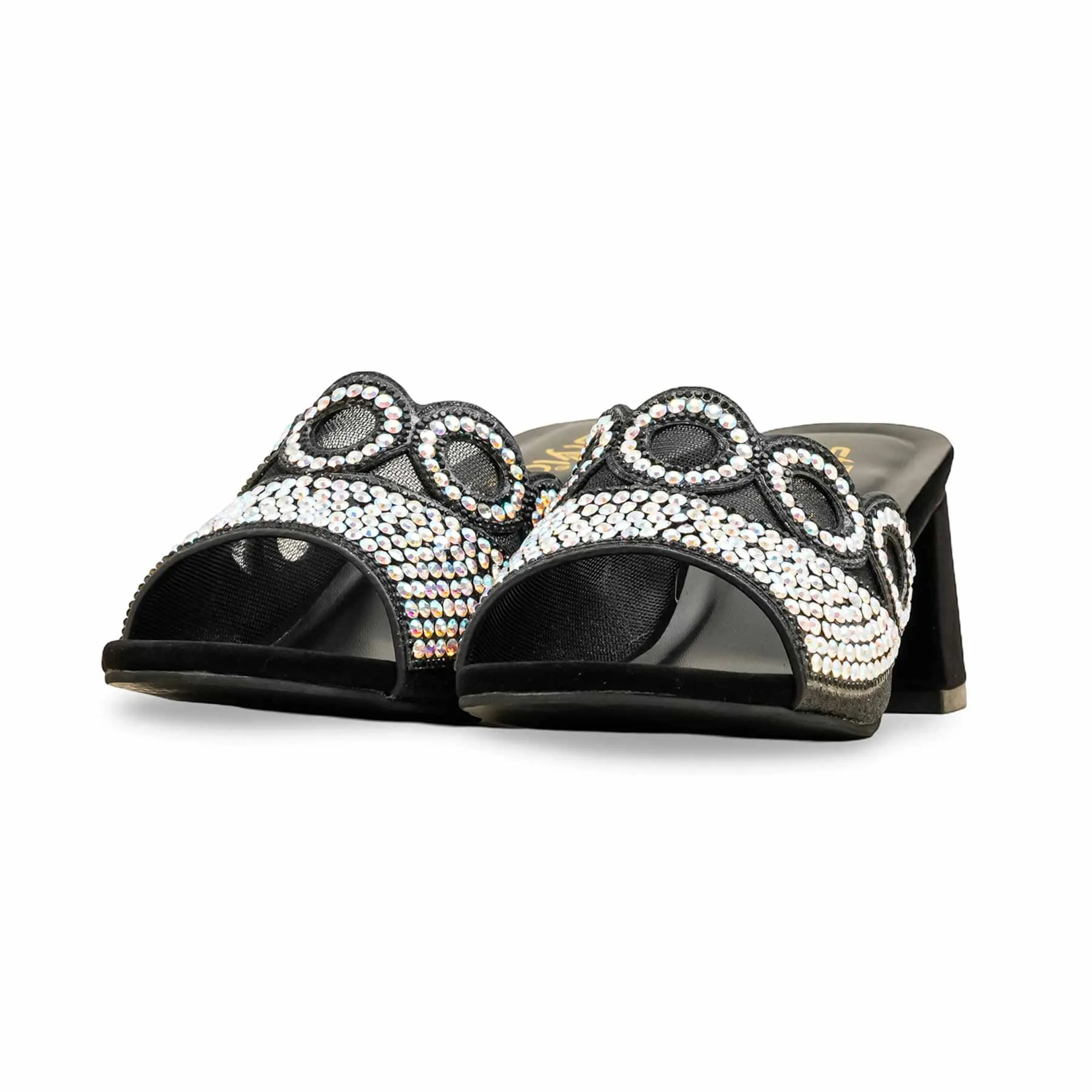 Black Fancy Slipper For Ladies FN7993 Black Spark
