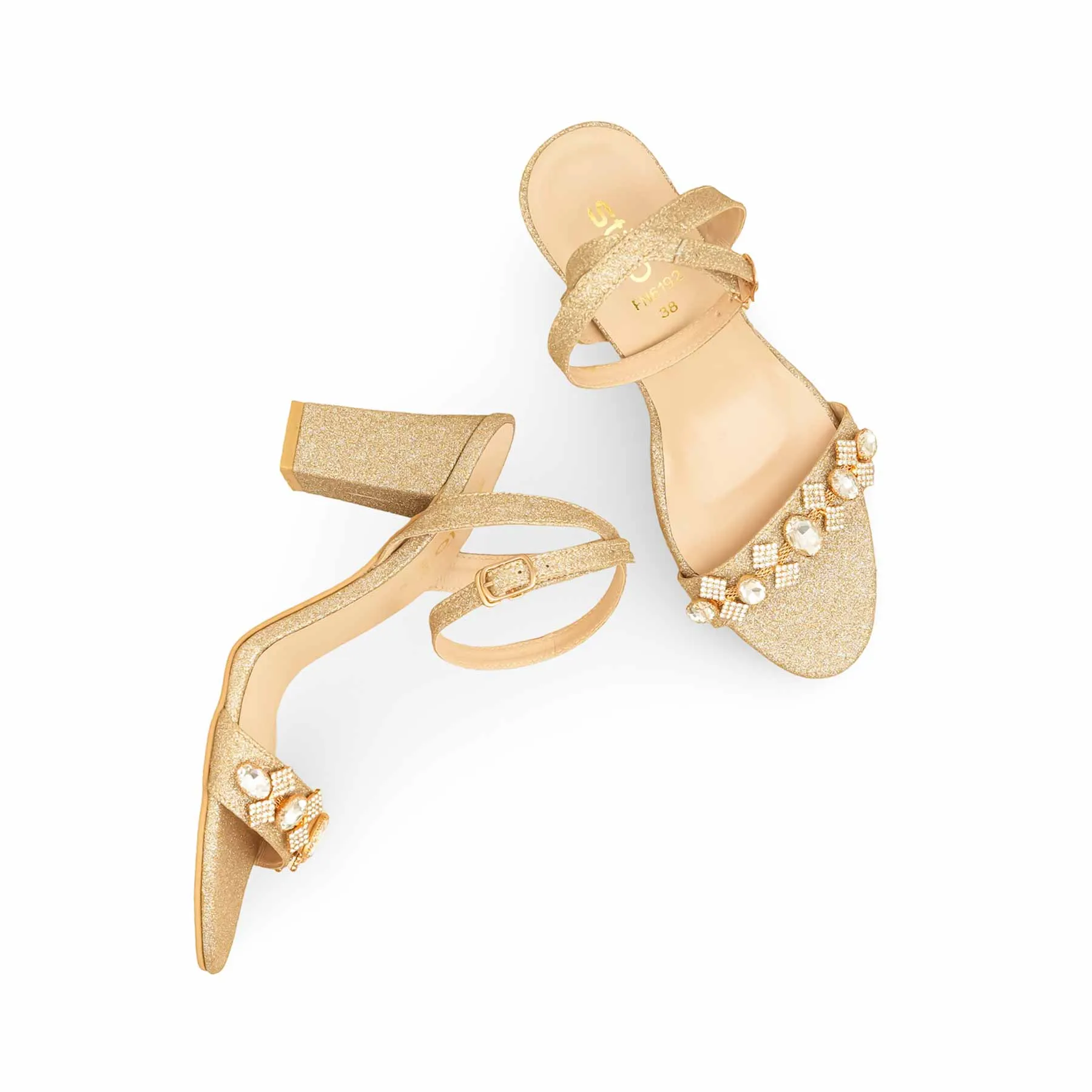 Stiletto Heel Golden Fancy Women Sandal FN6192