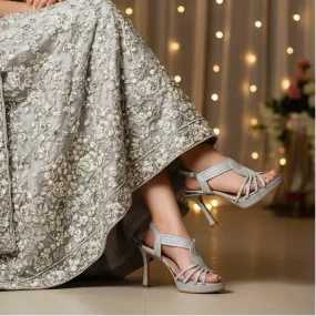 high-end design Comfy Heels Silver Fancy Bridal Sandal FN6240
