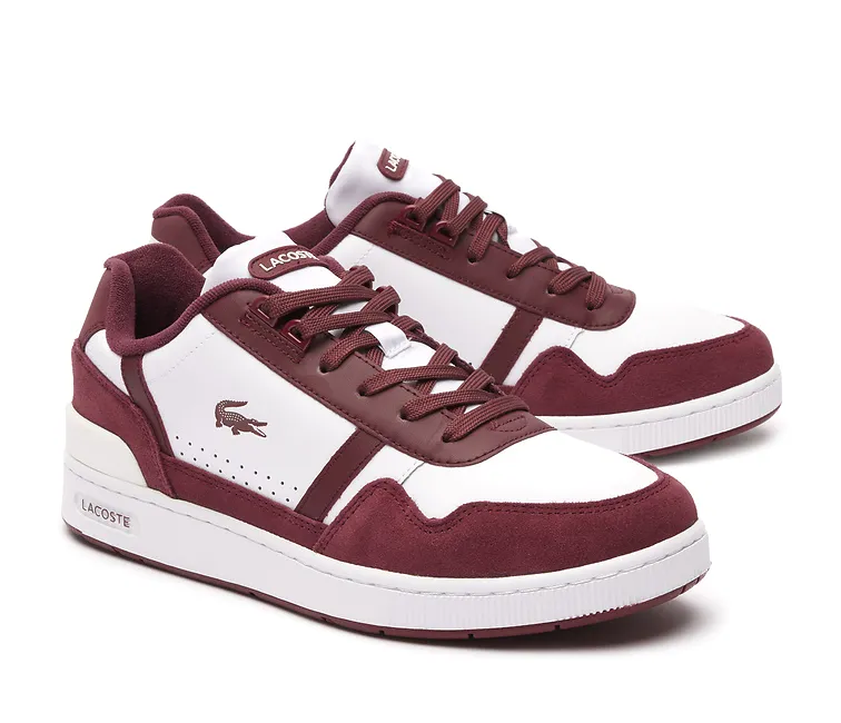 Men's Lacoste T-Clip 223 3 (White/Burgundy) Ventilated Upper Design Stride Safe