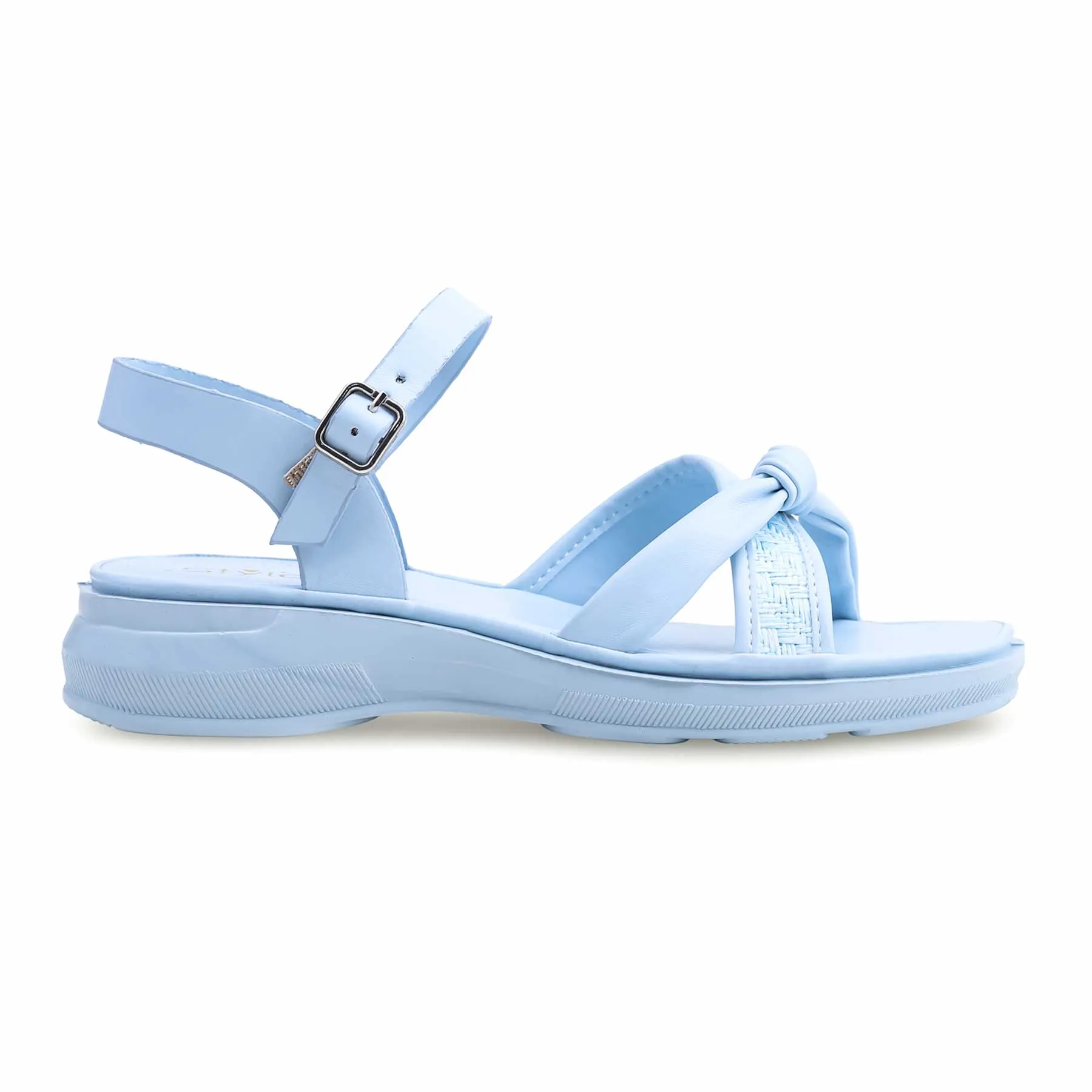 Sky Blue Casual Sandal CL7186 Open Cut Chunky Heel