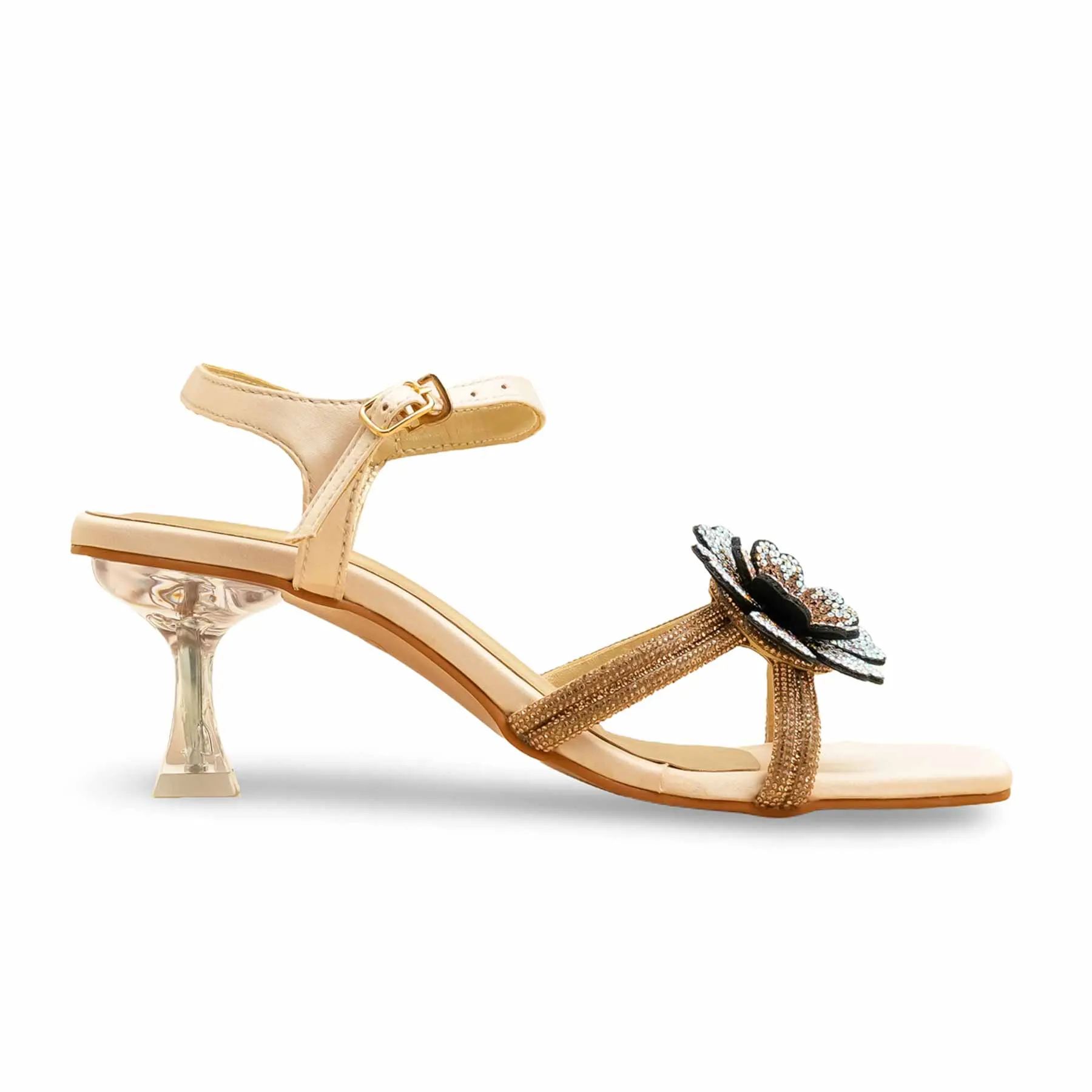 Sharp Shape Golden Fancy Sandal FN6138
