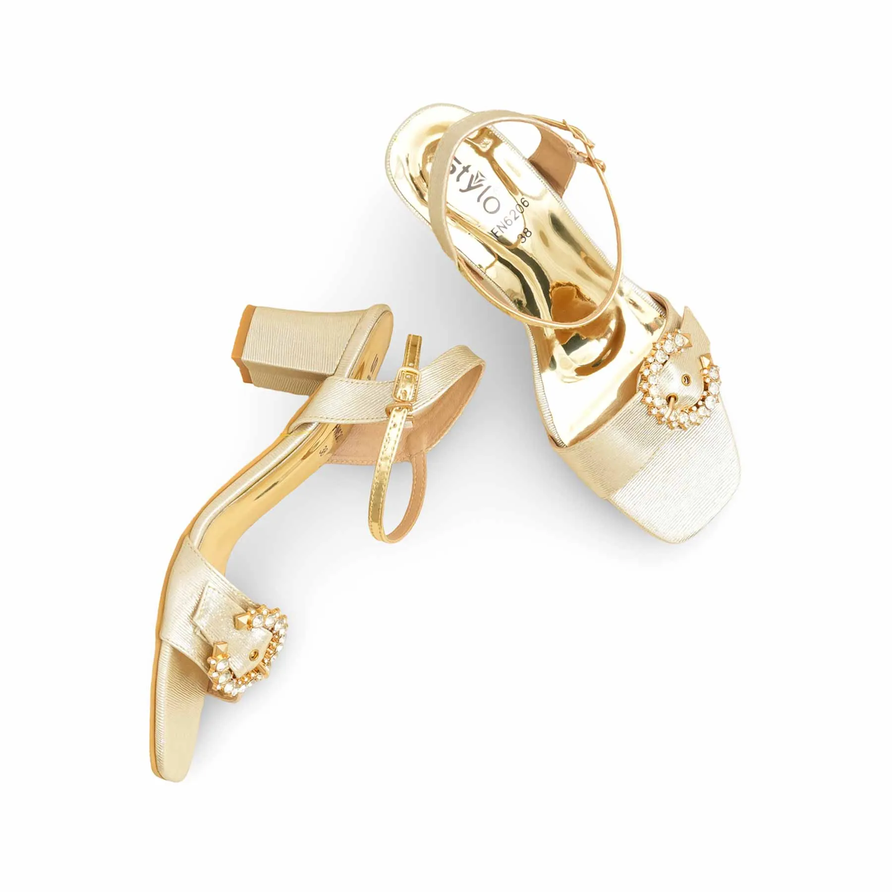 Weekend Glow Golden Fancy Sandal For Ladies FN6206