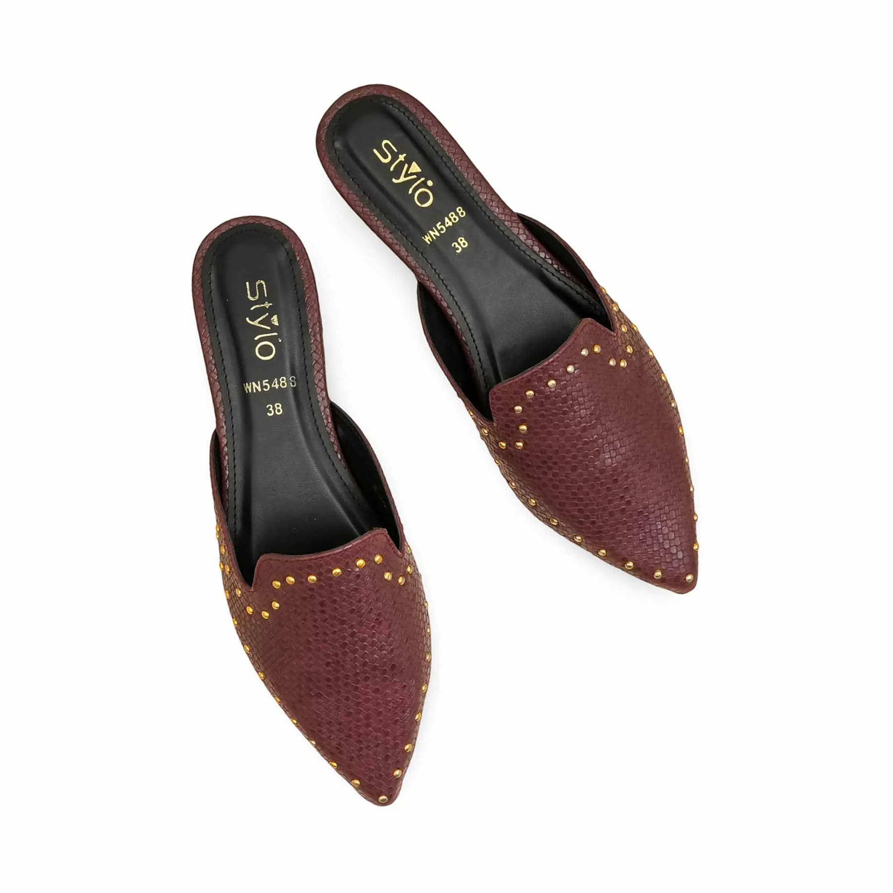 Maroon Back Open For Women WN5488 Tassel Detail Comfortable Walk
