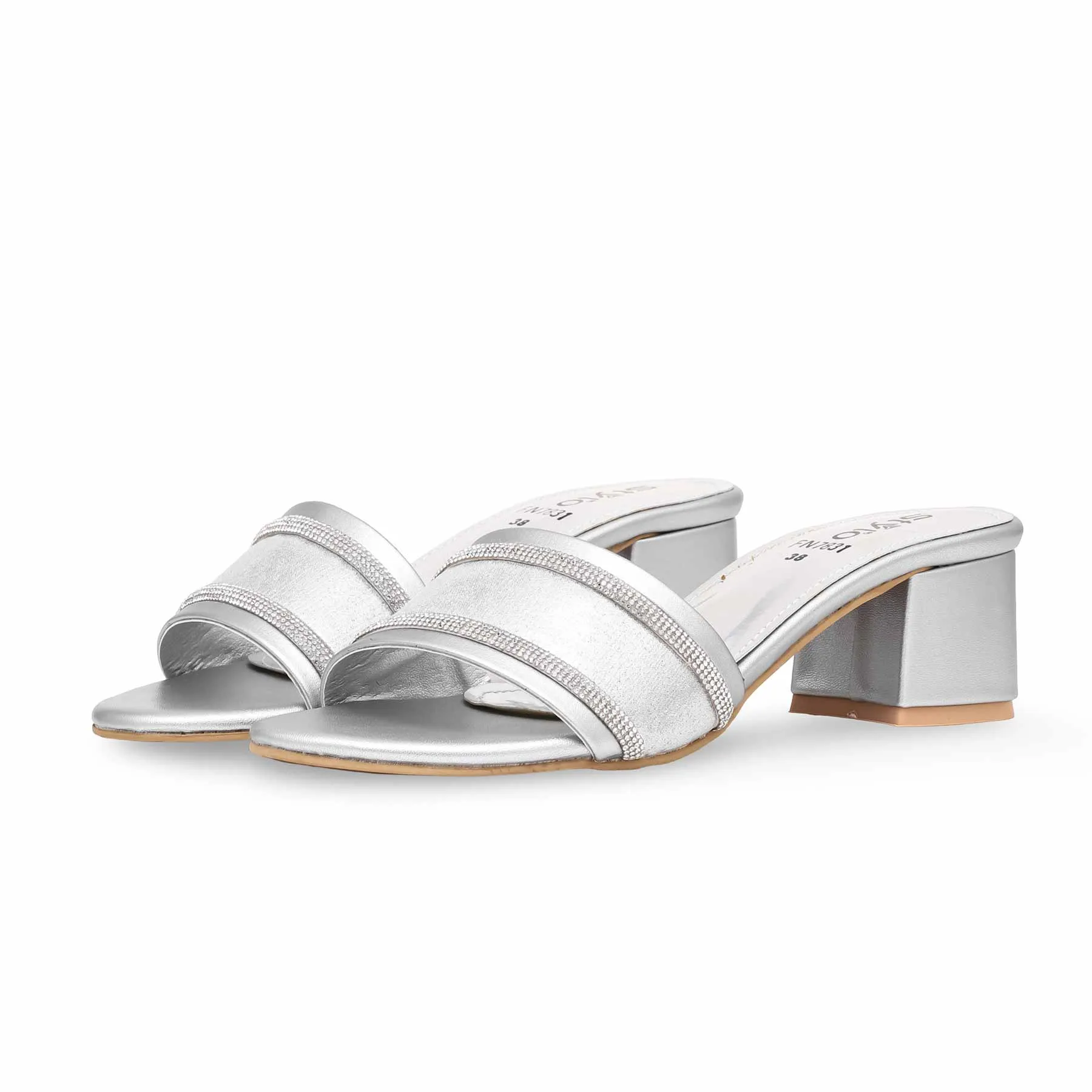 Silver Fancy Slipper FN7831 Boss Spark Strappy Style