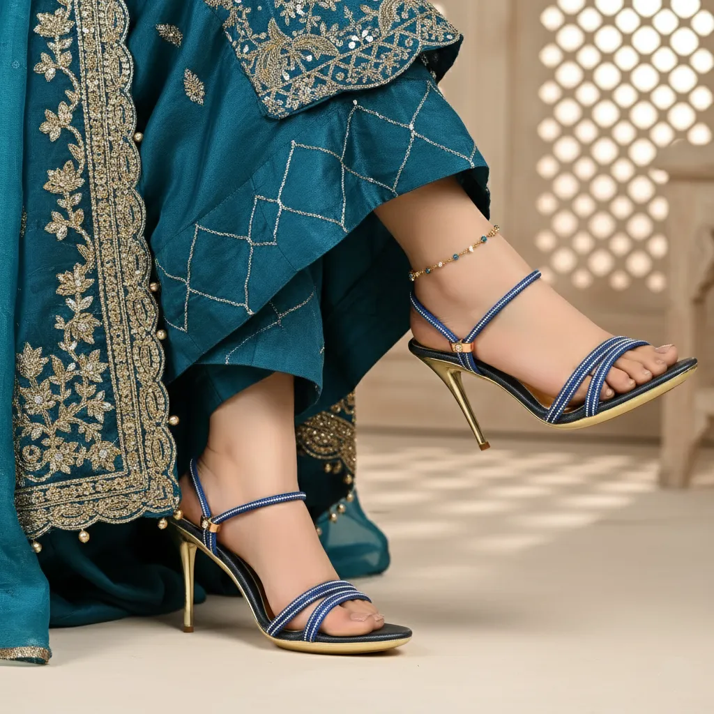 Sophisticated Shoes Mom Chic Navy Fancy Bridal Sandal FN6225