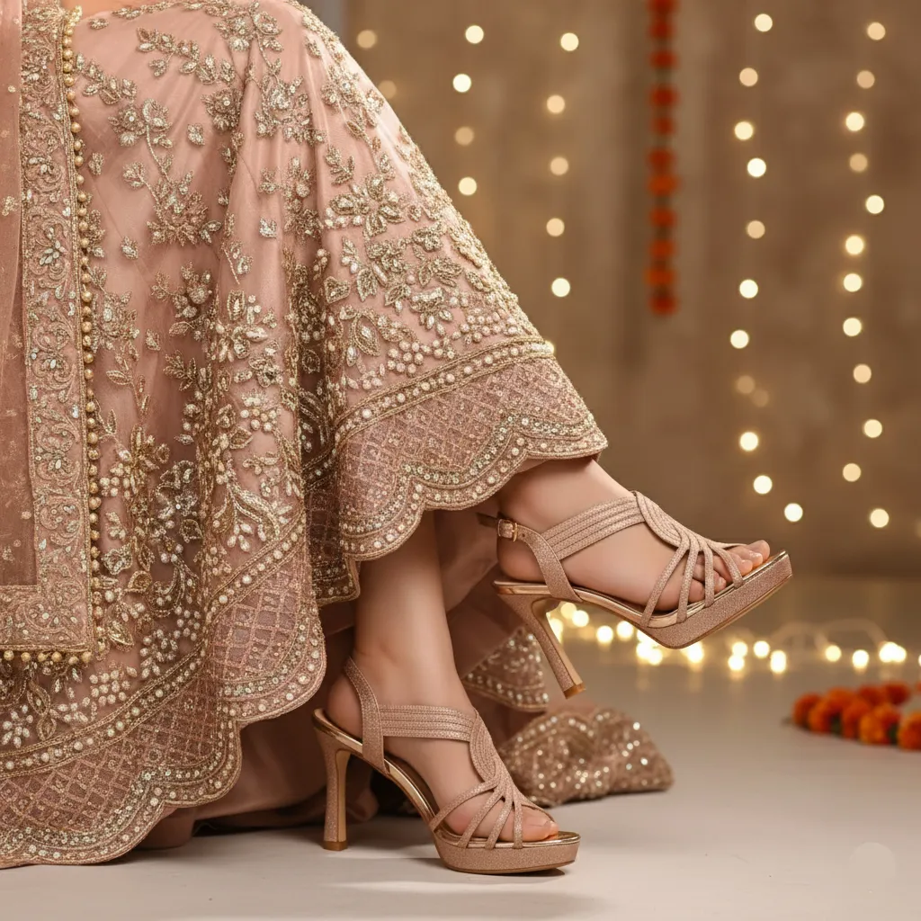 City Glam Soft Touch Champagne Fancy Bridal Sandal FN6240