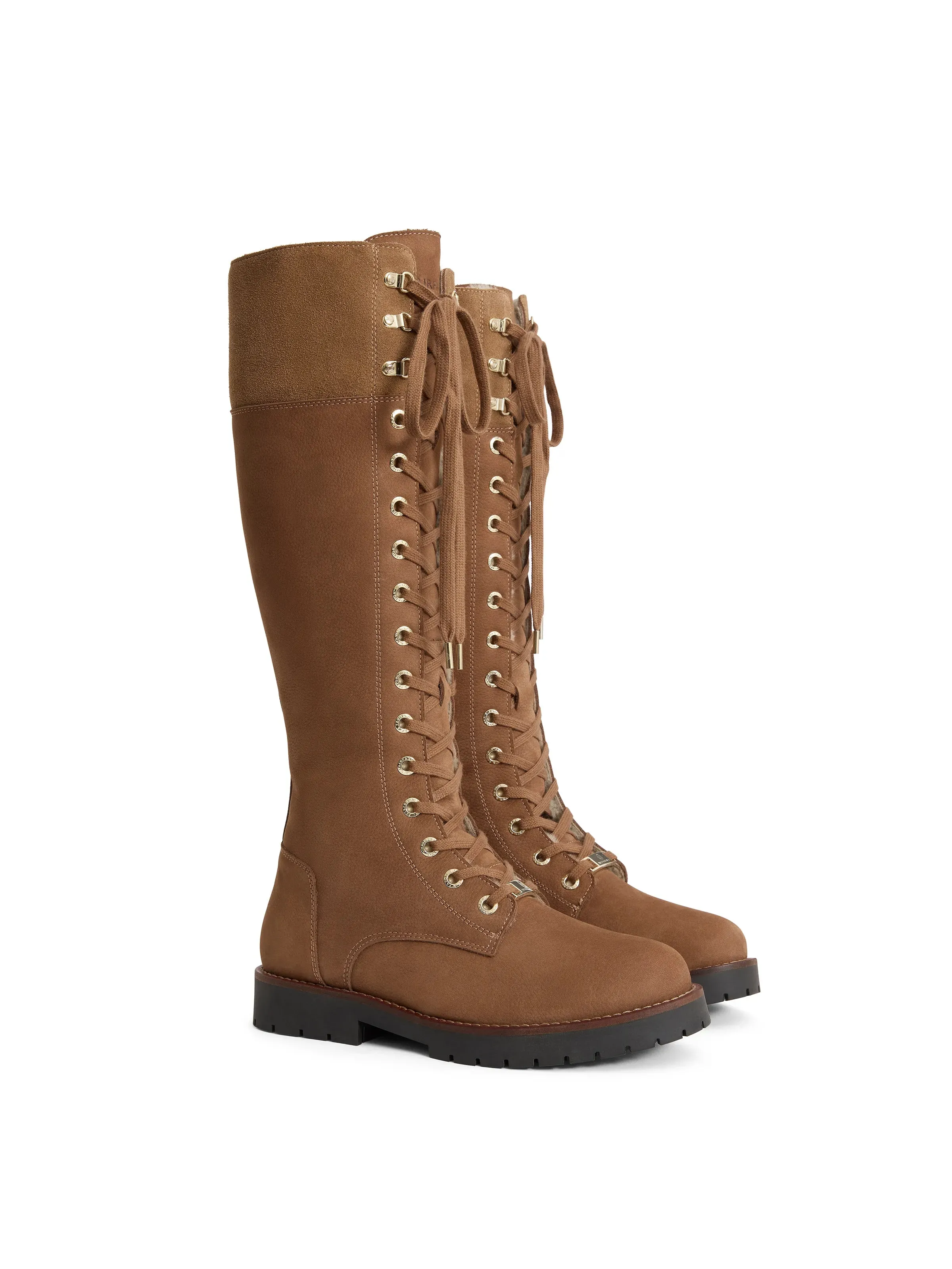 Arctic Cold Knee High Shearling Lined Anglesey - Cognac Nubuck