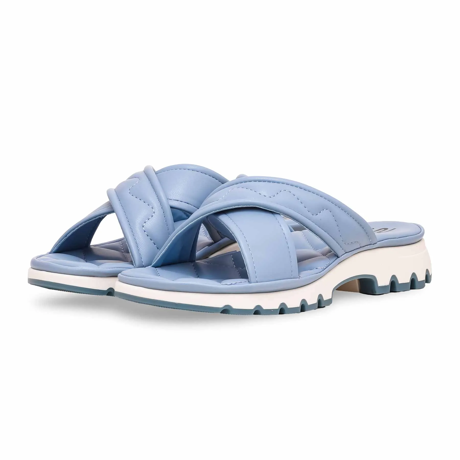 Glamour Vibe Comfy Dress Shoes Blue Formal Slipper PU0356
