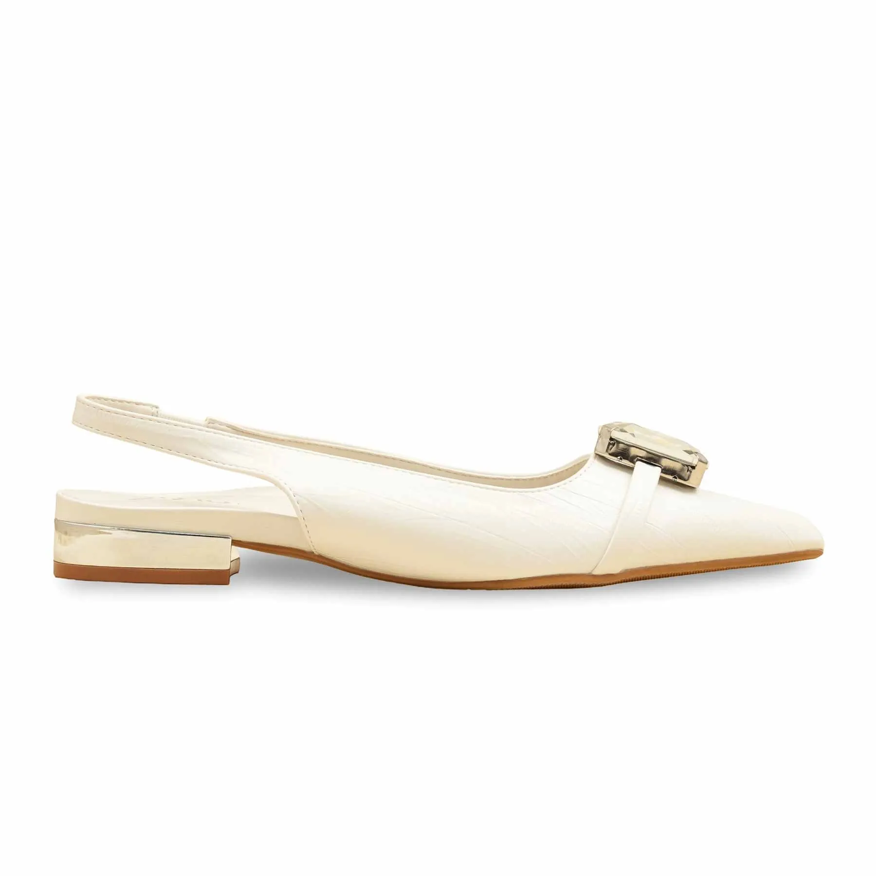 Pointed Dress Shoes White Fancy Bridal Back Open WN5439