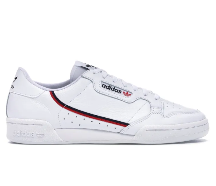 Dynamic Traction Pattern Elastic Gusseted Tongue Unisex Adidas Continental 80 (White/Scarlet)