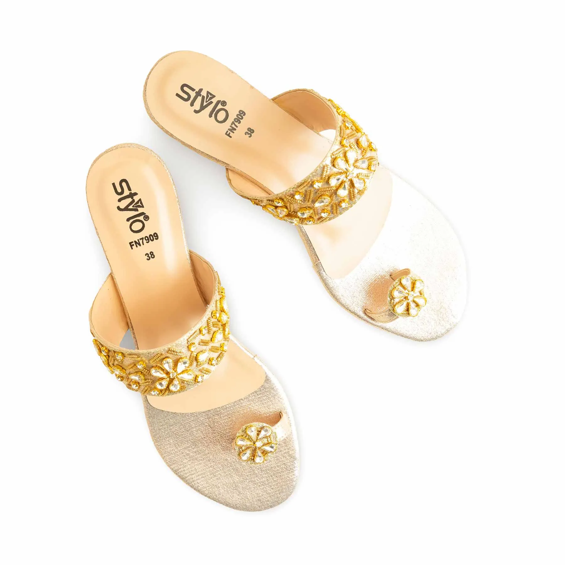 Wave Path Timeless Footwear Golden Fancy Chappal FN7909