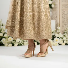 Buckle Up Stiletto Chic Golden Fancy Bridal Sandal FN6177