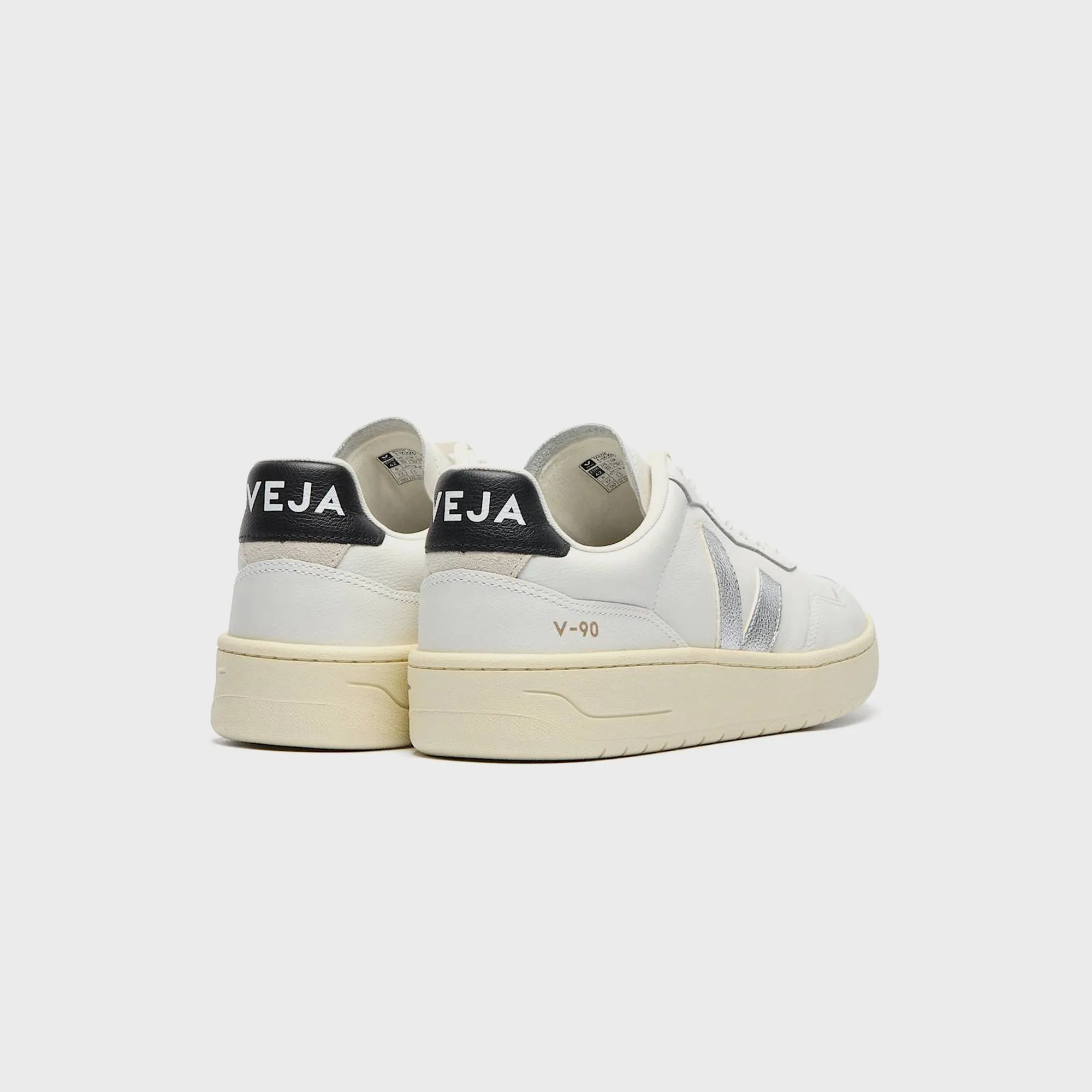 Reinforced Heel Counter Long Lasting Support Veja V-90 - White / Silver / Black