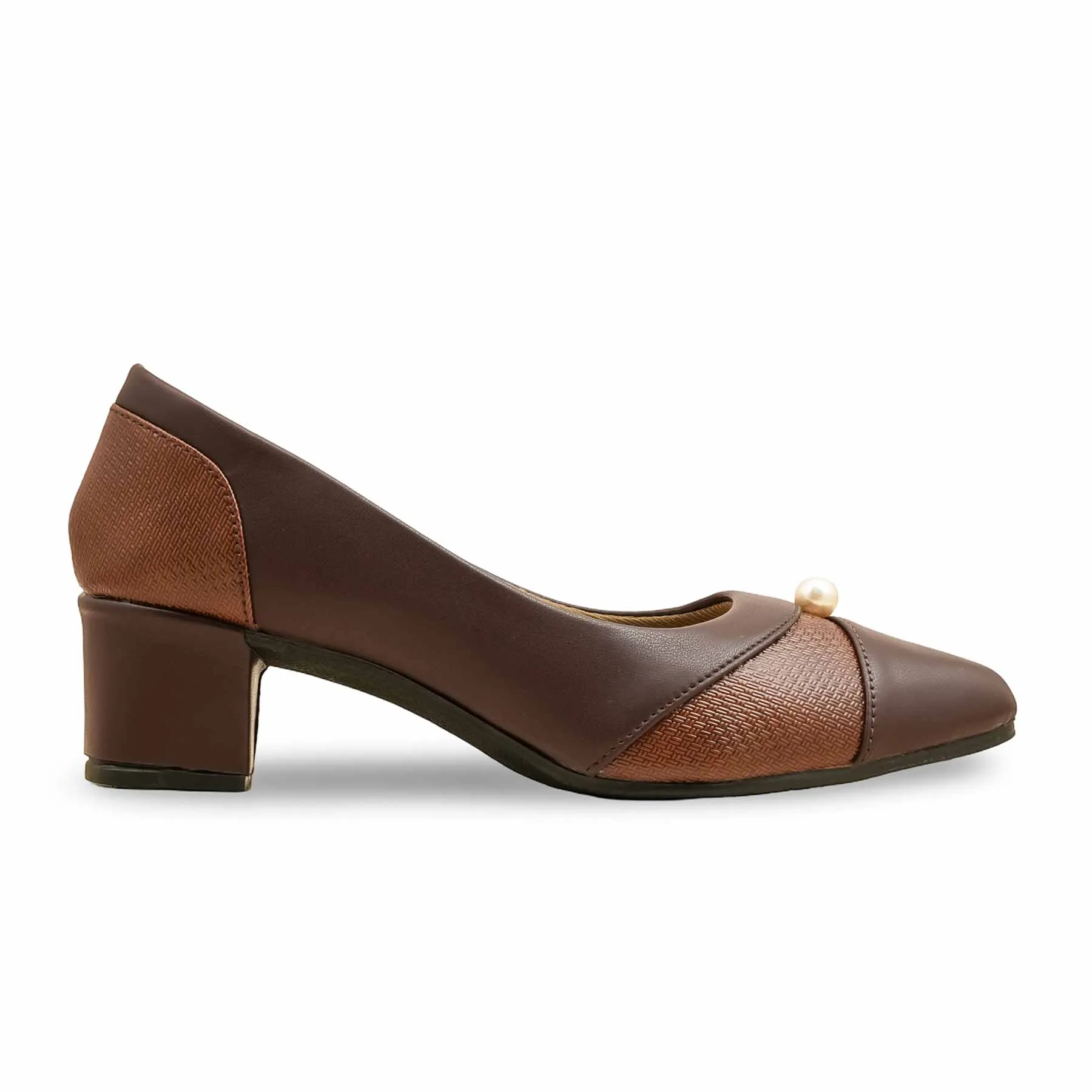 Brown Court Shoes For Ladies WN7500 Peep Cut Boss Glow