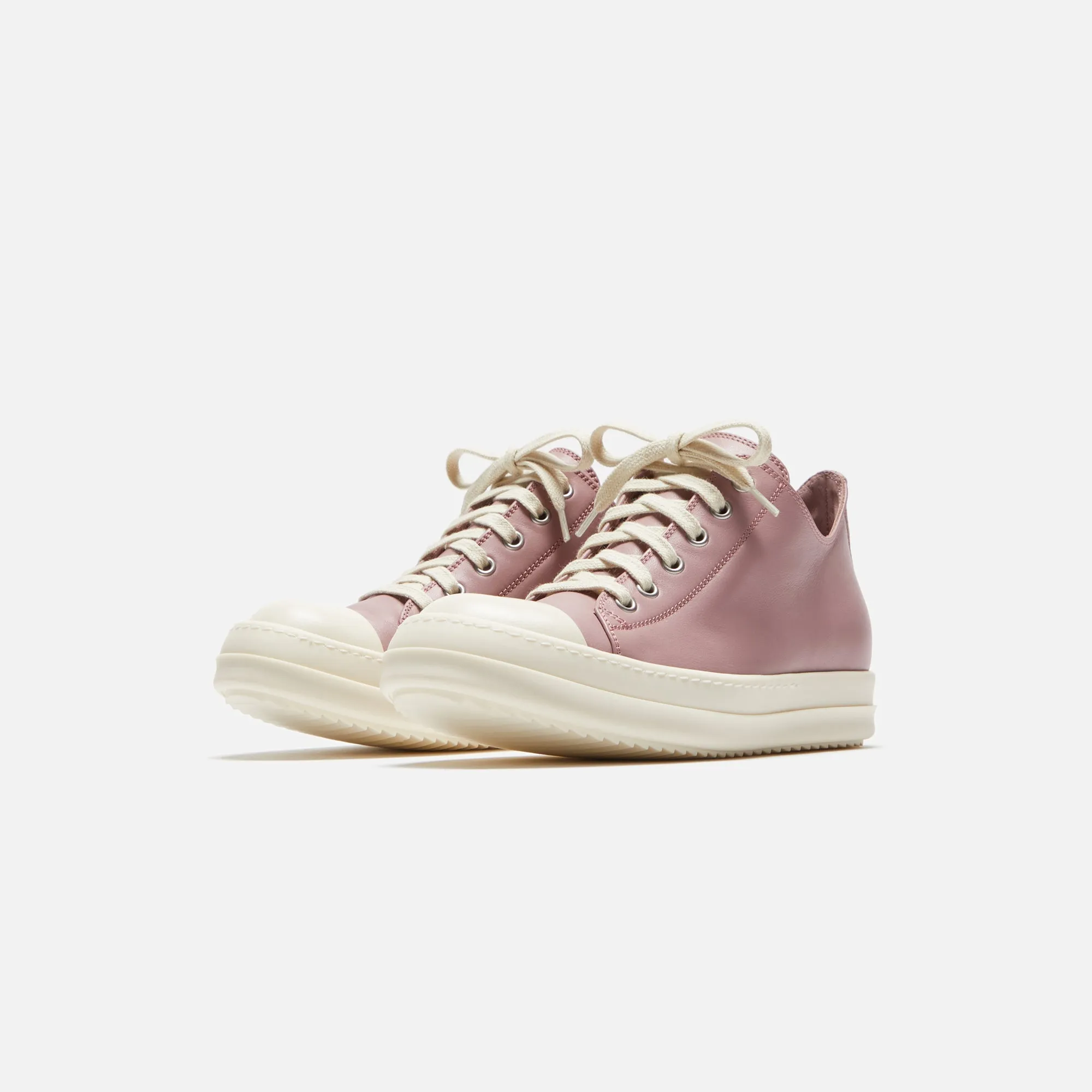 Rick Owens WMNS Low Sneaks - Thulian / Milk / Milk Scarpe in Pelle Padded Design