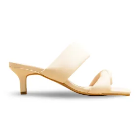 Cream Formal Women Slipper FR8417 Open Toe Pumps Bold Look