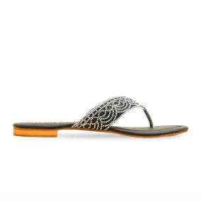 Black Fancy Chappal FN0820 Cozy Flats Look Out