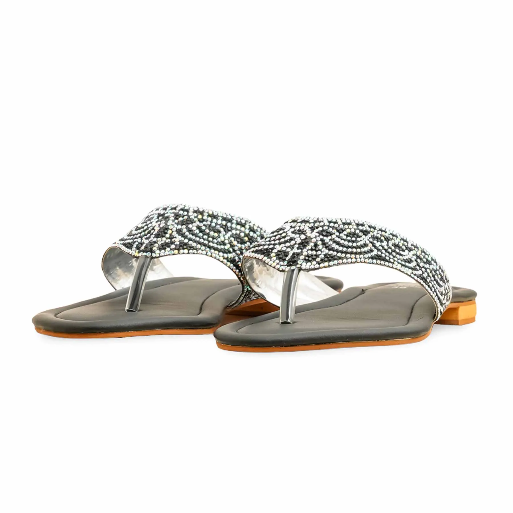 Stylish Support Smile Glow Black Fancy Chappal FN0820