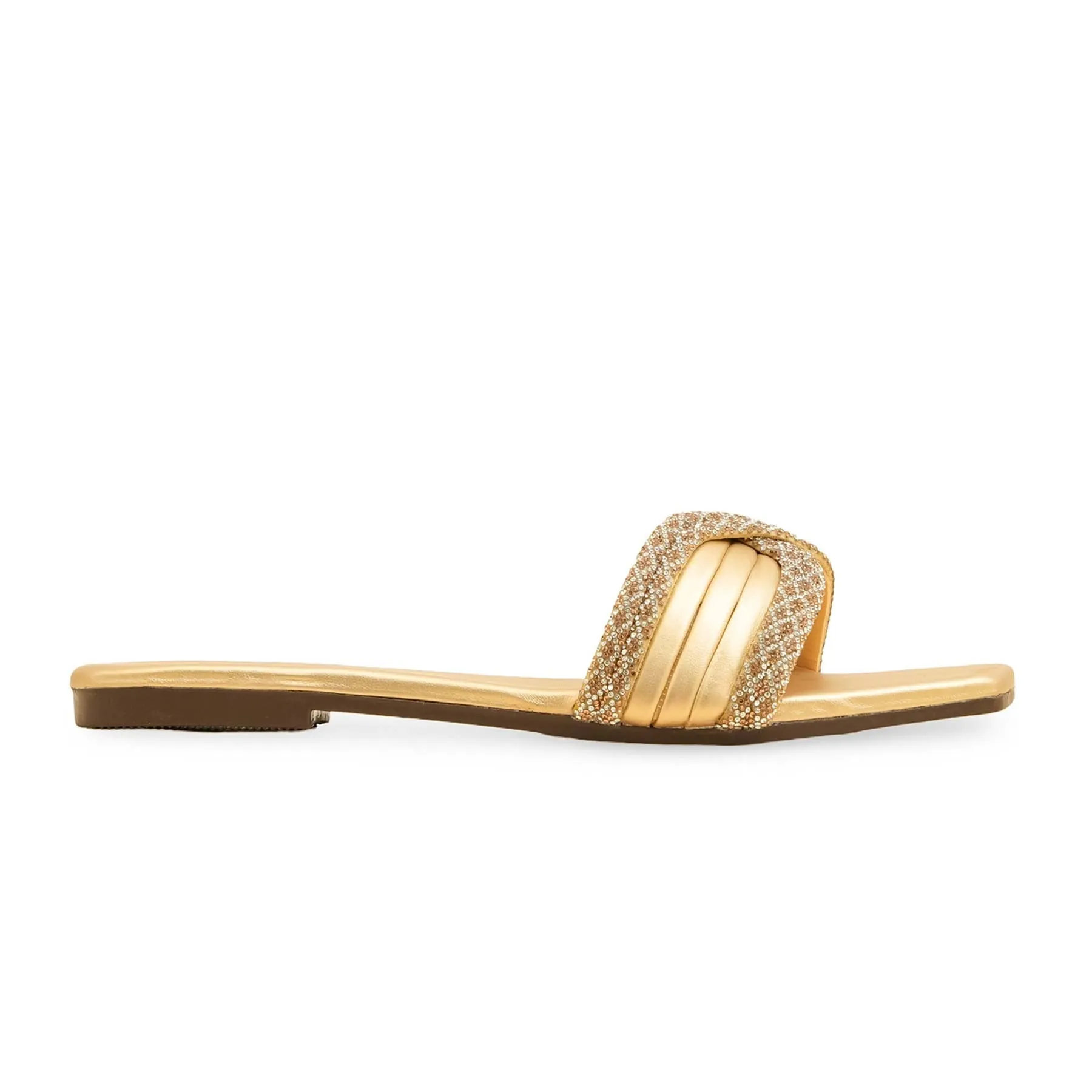 Zip Up Golden Casual Slipper CL2093