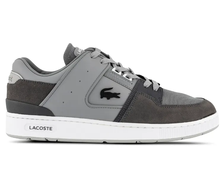 Men's Lacoste Court Cage 123 7 SMA (Grey/White) Impact Resistant Heel Cup Travel Companion